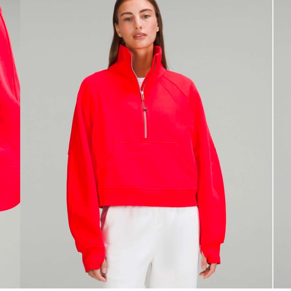 Lululemon Scuba Oversized Funnel Neck Half Zip- carnation Red M/L